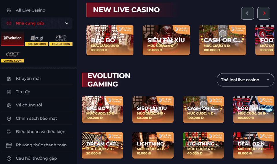 Giới thiệu về Live Casino Evolution SOC88